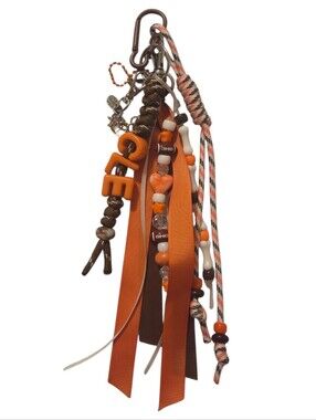 Browns Themed Bead Clip Keychain